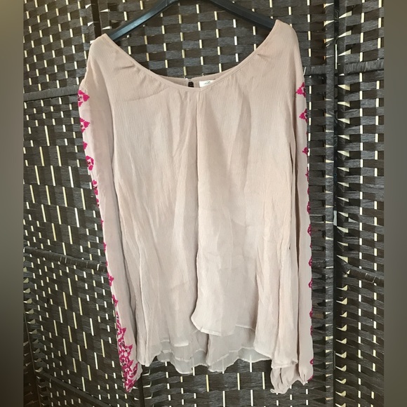 Chelsea Flower embroidered long sleeve tunic shirt 100% silk beaded - Picture 2 of 9